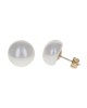 White Button Pearl Stud Earrings